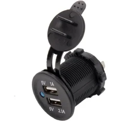 PRESA DI RICARICA 1A 2.1A 12V MOTO IMPERMEABILE DOPPIA PORTA USB ATV BARCA AUTO