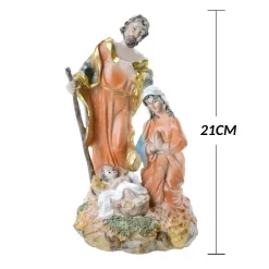 PRESEPE NATIVITà IN RESINA SCENARIO SACRA FAMIGLIA DECORAZIONI NATALIZIE 21CM