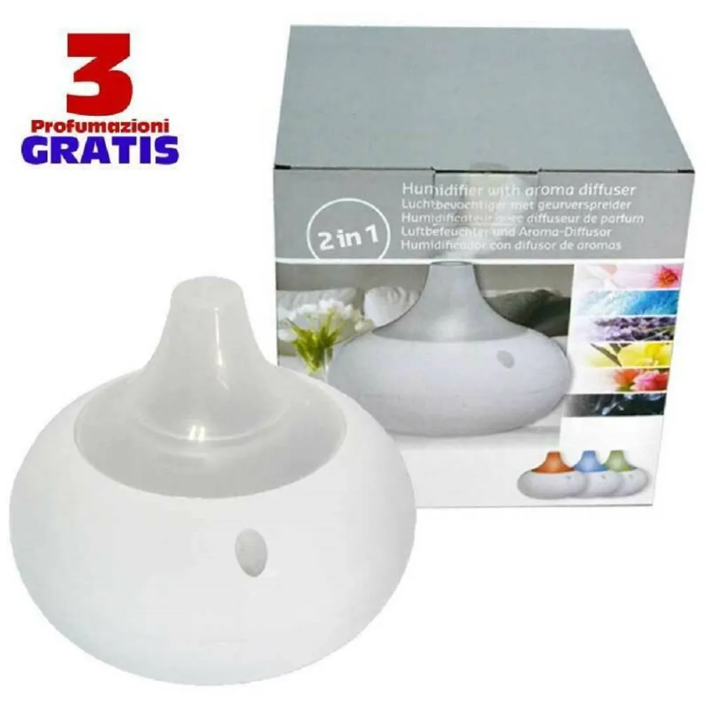PROFUMATORE AMBIENTE DIFFUSORE UMIDIFICATORE LED RGB + 3 PROFUMATORI GRATIS