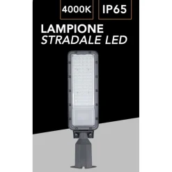PROIETTORE FARO ARMATURA STRADALE LED 50W CON SNODO ESTERNO IP65 LUCE NATURALE 4000K RC-50N