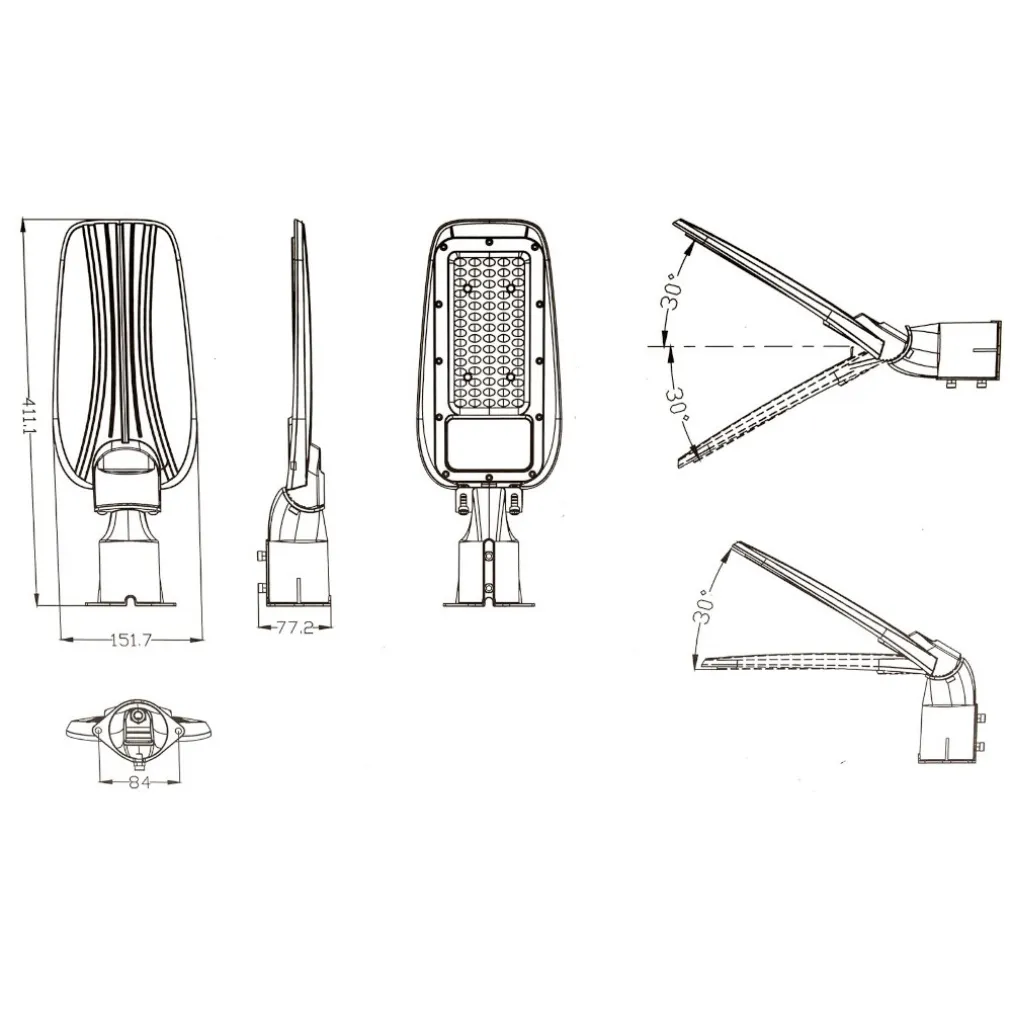 PROIETTORE FARO ARMATURA STRADALE LED 50W CON SNODO DA ESTERNO IP65 LUCE 6500K RL02-50W