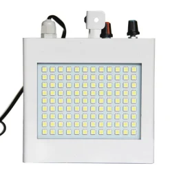 PROIETTORE FARO EFFETTO STROBO 108 LED LUCE BIANCA CONTROLLO MUSICALE REGOLABILE