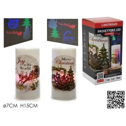 PROIETTORE LED A FORMA DI CANDELA NATALIZIA Φ7X15CM IN 2 DESIGN PER USO INTERNO A BATTERIA