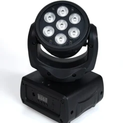 PROIETTORE LED RGB TESTA MOBILE ROTANTE EFFETTI DISCO DISCOTECA 7 LED WASH DMX