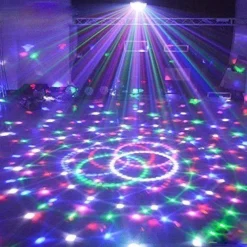 PROIETTORE SFERA LUCE LED STROBOSCOPIO DISCO EFFETTI MULTICOLORE RGB FESTA