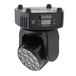 PROIETTORE TESTA MOBILE ROTANTE EFFETTI LUCE DISCOTECA DMX 512 RGB 18 LED 52W