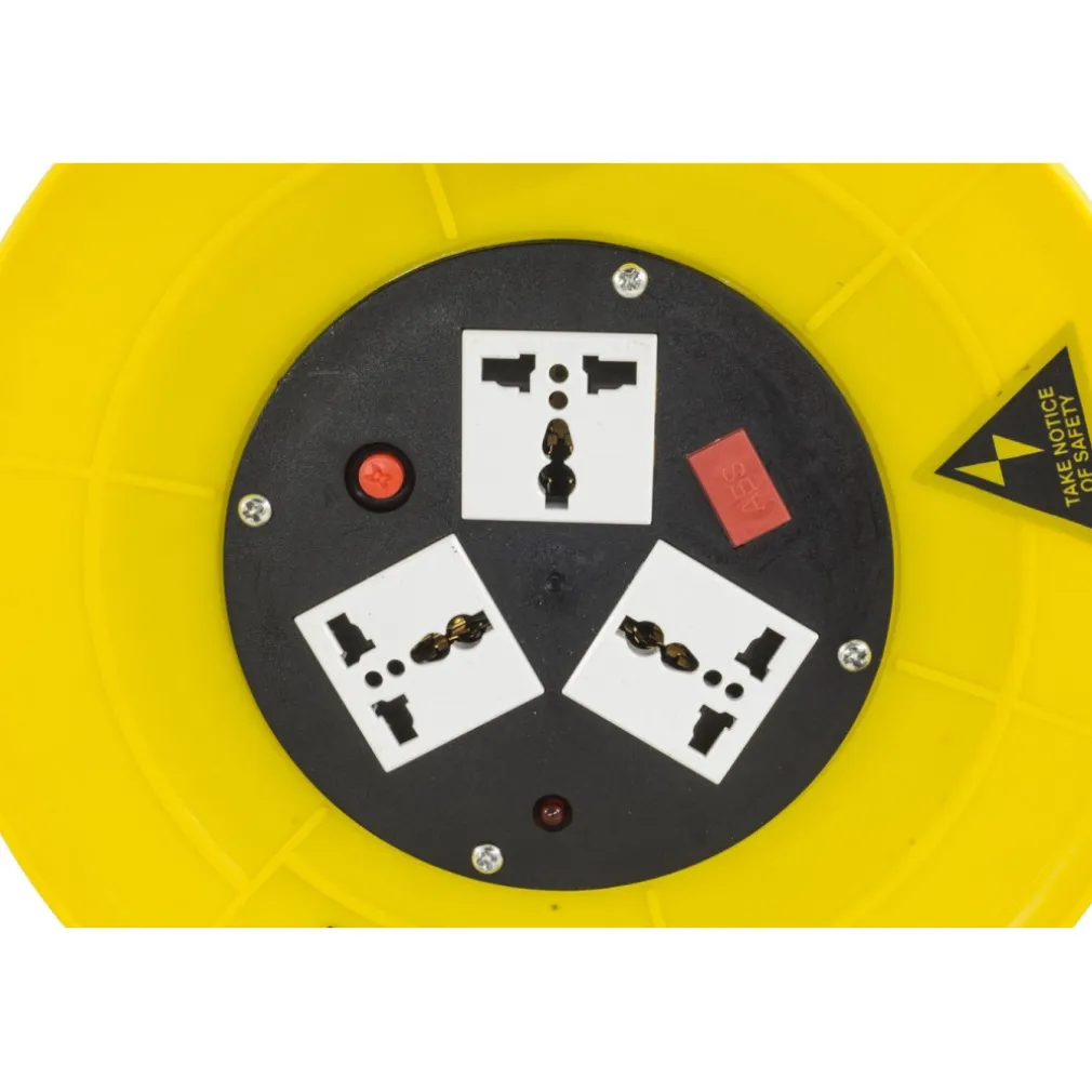 PROLUNGA AVVOLGICAVO ELETTRICO CAVO 25 METRI PRESA SPINA SCHUKO PRESE UNIVERSALI