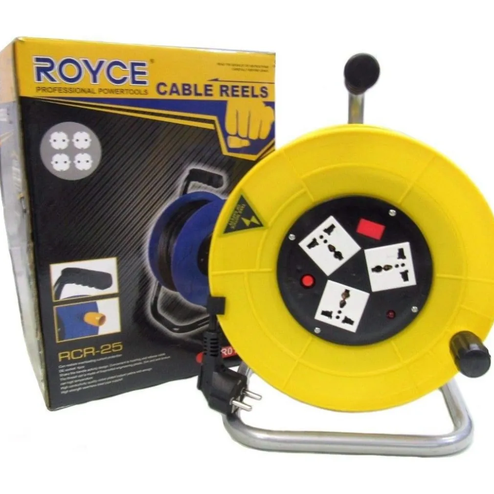 PROLUNGA AVVOLGICAVO ELETTRICO CAVO 25 METRI PRESA SPINA SCHUKO PRESE UNIVERSALI