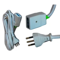 PROLUNGA CORRENTE ELETTRICA CAVO 3 5 10 METRI 220V BIPASSO SPINA ITALIANA PRESA