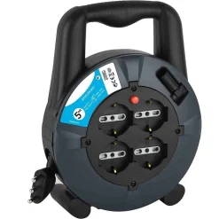 PROLUNGA ELETTRICA CAVO 5 MT AVVOLGICAVO ​4 PRESE SCHUKO POLIVALENTI SPINA 16A