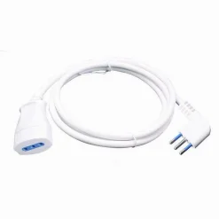 PROLUNGA LINEARE BIANCA 5 MT CON SPINA 10A 2P+T + PRESA 10A 2P+T CAVO 90° 83271