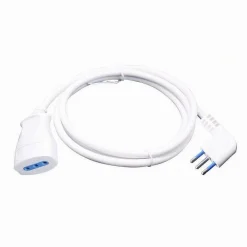 PROLUNGA LINEARE BIANCA 10 MT CON SPINA 10A 2P+T + PRESA 10A 2P+T CAVO 90° 83272
