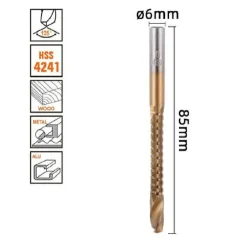 PUNTA TRAPANO ELICOIDALE Ø6MM X 85MM IN TITANIO HSS 4241 PER METALLO LEGNO 57150