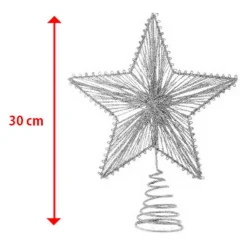 PUNTALE A FORMA DI STELLA SILVER CON GLITTER ALTEZZA 30 CM DECORAZIONI NATALIZIE