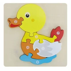 PUZZLE 3D BLOCCHI LEGNO FORMA DI PAPERA EDUCATIVO COLORATO GIOCO BAMBINI ANIMALI