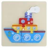 PUZZLE 3D BLOCCHI LEGNO FORMA DI NAVE EDUCATIVO COLORATO GIOCO BAMBINI BARCA