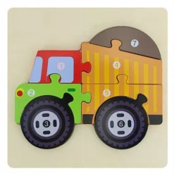 PUZZLE 3D BLOCCHI LEGNO FORMA DI CAMION EDUCATIVO COLORATO GIOCO BAMBINI ANIMALI