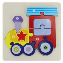 PUZZLE 3D BLOCCHI LEGNO FORMA DI TRENO EDUCATIVO COLORATO GIOCO BAMBINI TRENINO