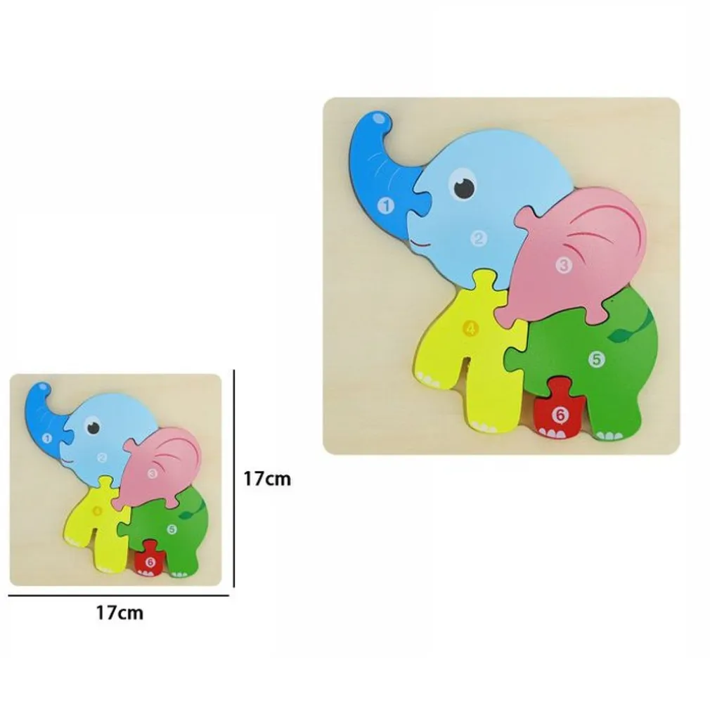 PUZZLE 3D BLOCCHI LEGNO FORMA DI CAVALLO ELEFANTE COLORATO GIOCO BAMBINI ANIMALI