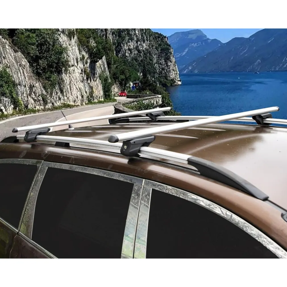2PZ BARRE PORTAPACCHI PORTATUTTO UNIVERSALI DA 120CM AUTO PER BINARI RIALZATI FINO A 135CM