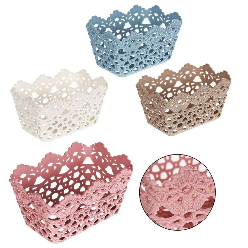 3PZ CESTINO PORTATUTTO OGGETTI CESTO PLASTICA RETTANGOLARE 15.4X10.4X8.7CM 79470