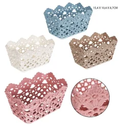 3PZ CESTINO PORTATUTTO OGGETTI CESTO PLASTICA RETTANGOLARE 15.4X10.4X8.7CM 79470