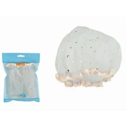 2PZ CUFFIA DOCCIA BAGNO ELASTICO BORDINO ROSA CHIARO STELLE PROTEGGE CAPELLI 79609