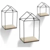 3PZ MENSOLE PARETE CASA BACHECA MENSOLA LEGNO SOSPESA METALLO NERO H20/32/40CM 751653