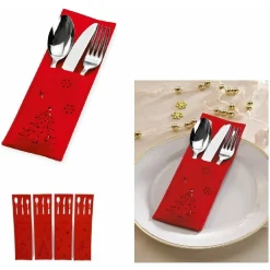 6PZ PORTAPOSATE FELTRO NATALIZIE ROSSO 15X9CM BABBO NATALE RENNA PUPAZZO NEVE SAGOMATE