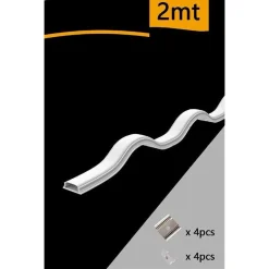 10PZ PROFILO IN ALLUMINIO FLESSIBILE A PLAFONE SEZIONABILE 2MT STRISCIA LED AL19