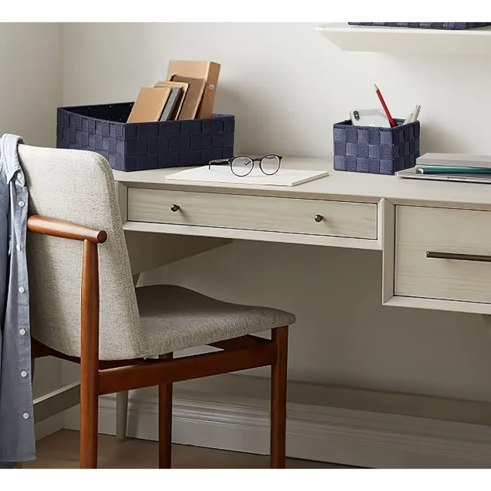 6PZ SCATOLA IN TESSUTO CONTENITORI ORGANIZER BAGNO ARMADI PORTAOGGETTI BLU 79076