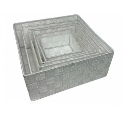 6PZ SCATOLA IN TESSUTO CONTENITORI ORGANIZER BAGNO ARMADIO CASSETTI BIANCO