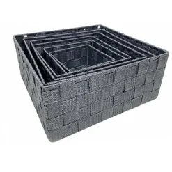 6PZ SCATOLA IN TESSUTO CONTENITORI ORGANIZER BAGNO ARMADIO CASSETTI GRIGIO 79151