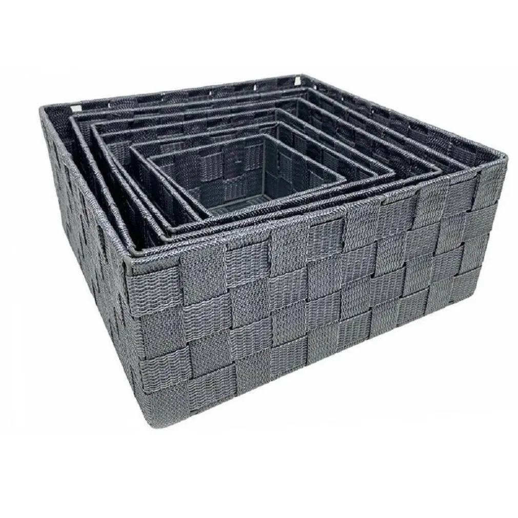 6PZ SCATOLA IN TESSUTO CONTENITORI ORGANIZER BAGNO ARMADIO CASSETTI GRIGIO 79151