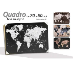 QUADRO DECORATIVO TELA SU LEGNO DECORO WORLD 70X50X1,8CM DECORI ASSORTITI 834813