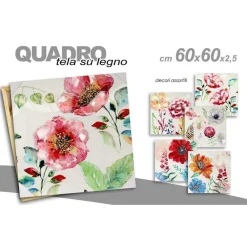 QUADRO QUADRETTO DECORATIVO 60X60X2,5CM TELA SU LEGNO DELUXE DECORI ASS. 723643