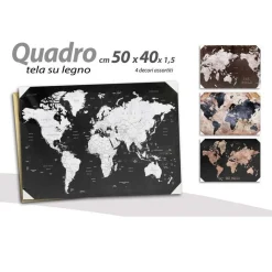 QUADRO QUADRETTO DECORATIVO 50X40X1,5CM TELA SU LEGNO WORLD 4 DECORI ASS. 834806