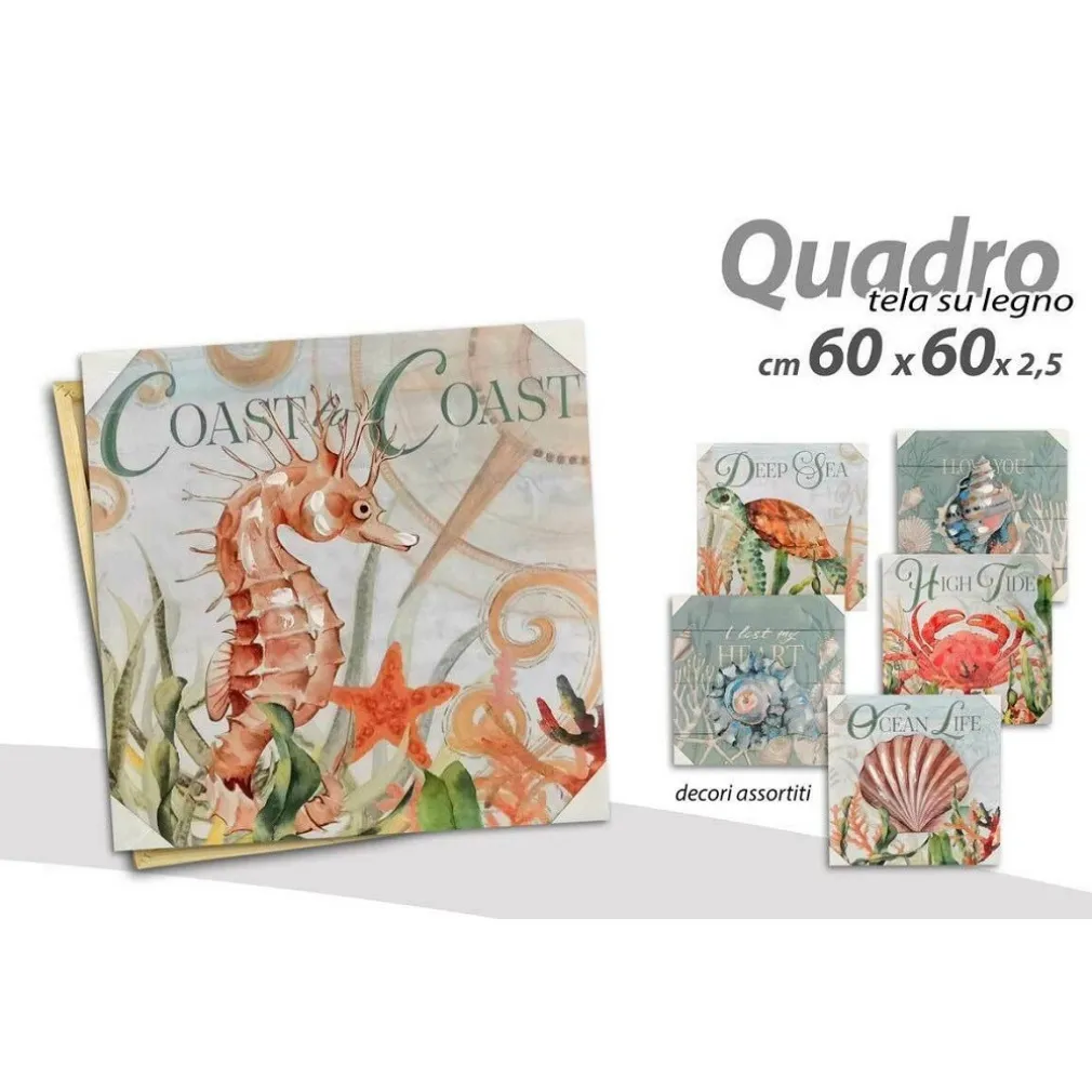 QUADRO QUADRETTO DECORATIVO 60X60X2,5 CM TELA SU LEGNO DELUXE DECORI ASS 806551