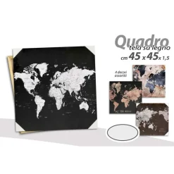QUADRO QUADRETTO DECORATIVO 45X45X1,5CM TELA SU LEGNO DELUXE 4 DECORI ASS 834790