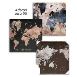 QUADRO QUADRETTO DECORATIVO 45X45X1,5CM TELA SU LEGNO DELUXE 4 DECORI ASS 834790