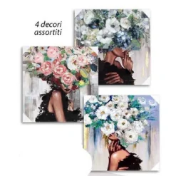 QUADRO QUADRETTO DECORATIVO 45 X 45 X 1,8CM TELA SU LEGNO DELUXE 4 DECORI 831966