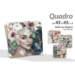 QUADRO QUADRETTO DECORATIVO 45X45X1,8 CM TELA SU LEGNO DELUXE DECORI ASS. 806667