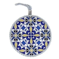 QUADRO QUADRETTO PIASTRELLA ORNAMENTALE IN CERAMICA TONDO 11CM DECORI ASS 730672