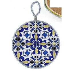 QUADRO QUADRETTO PIASTRELLA ORNAMENTALE IN CERAMICA TONDO 16 CM 6 DECORI 730689