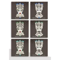 QUADRO QUADRETTO TESTA DI MORO TELA SU LEGNO 45X45X1,8CM VARI DECORI MORO 820076