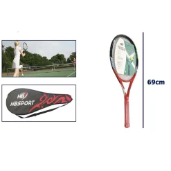 RACCHETTA DA TENNIS 69 CM ROSSA RESISTENTE ALLENAMENTO CON BORSA TRASPORTO 06037