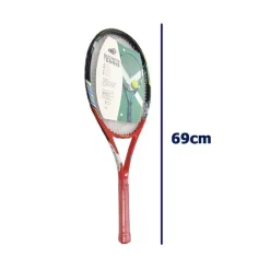 RACCHETTA DA TENNIS 69 CM ROSSA RESISTENTE ALLENAMENTO CON BORSA TRASPORTO 06037