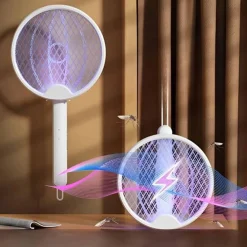 RACCHETTA ELETTRICA PIEGHEVOLE RICARICABILE TRAPPOLA ZANZARA INSETTI 4 IN 1 CON LUCE UV