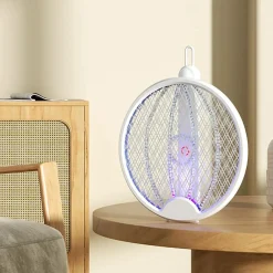 RACCHETTA ELETTRICA PIEGHEVOLE RICARICABILE TRAPPOLA ZANZARA INSETTI 4 IN 1 CON LUCE UV