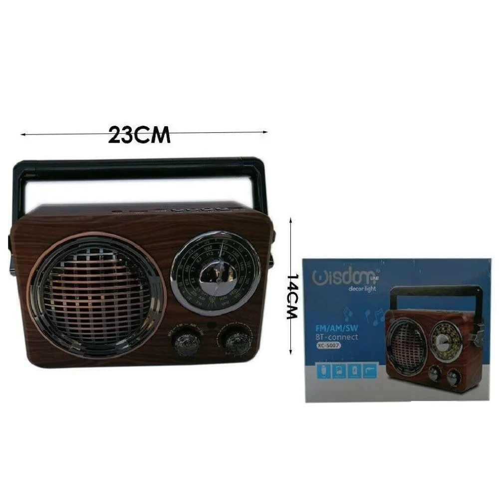 RADIO FM AM SW PORTATILE CON ANTENNA SPEAKER BLUETOOTH MICROSD USB RETRO' XC-5007